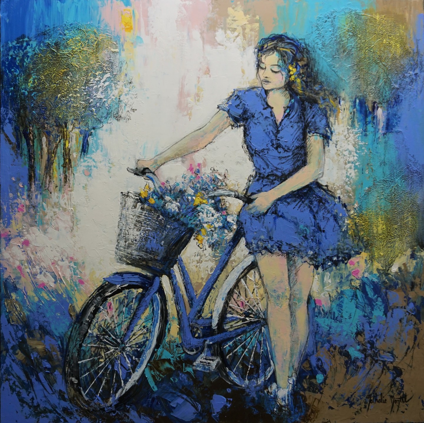 promenade à bicyclette peinture